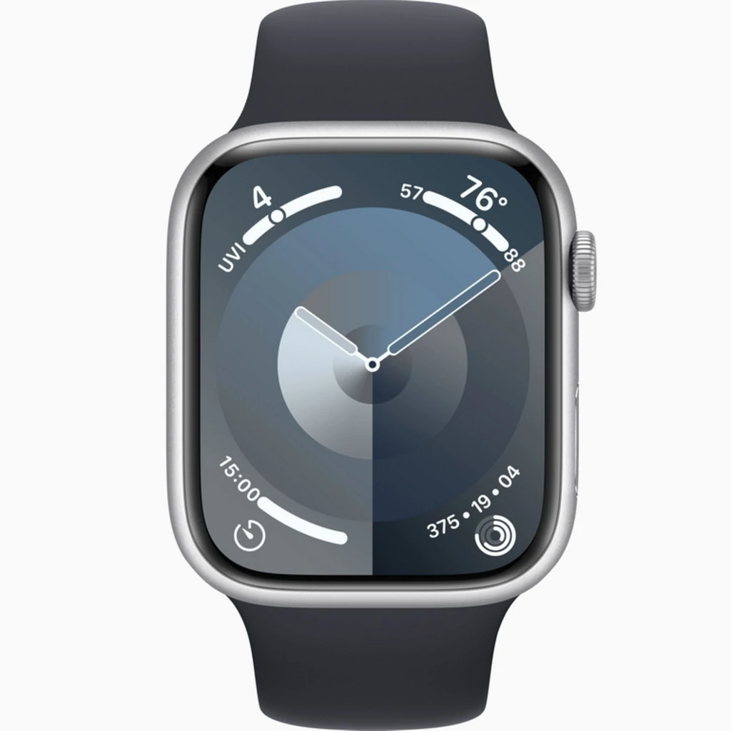Смарт-часы Apple Watch Series 9 GPS 45mm Silver Aluminum Case with Midnight Sport Band (MR9R3, MT593)