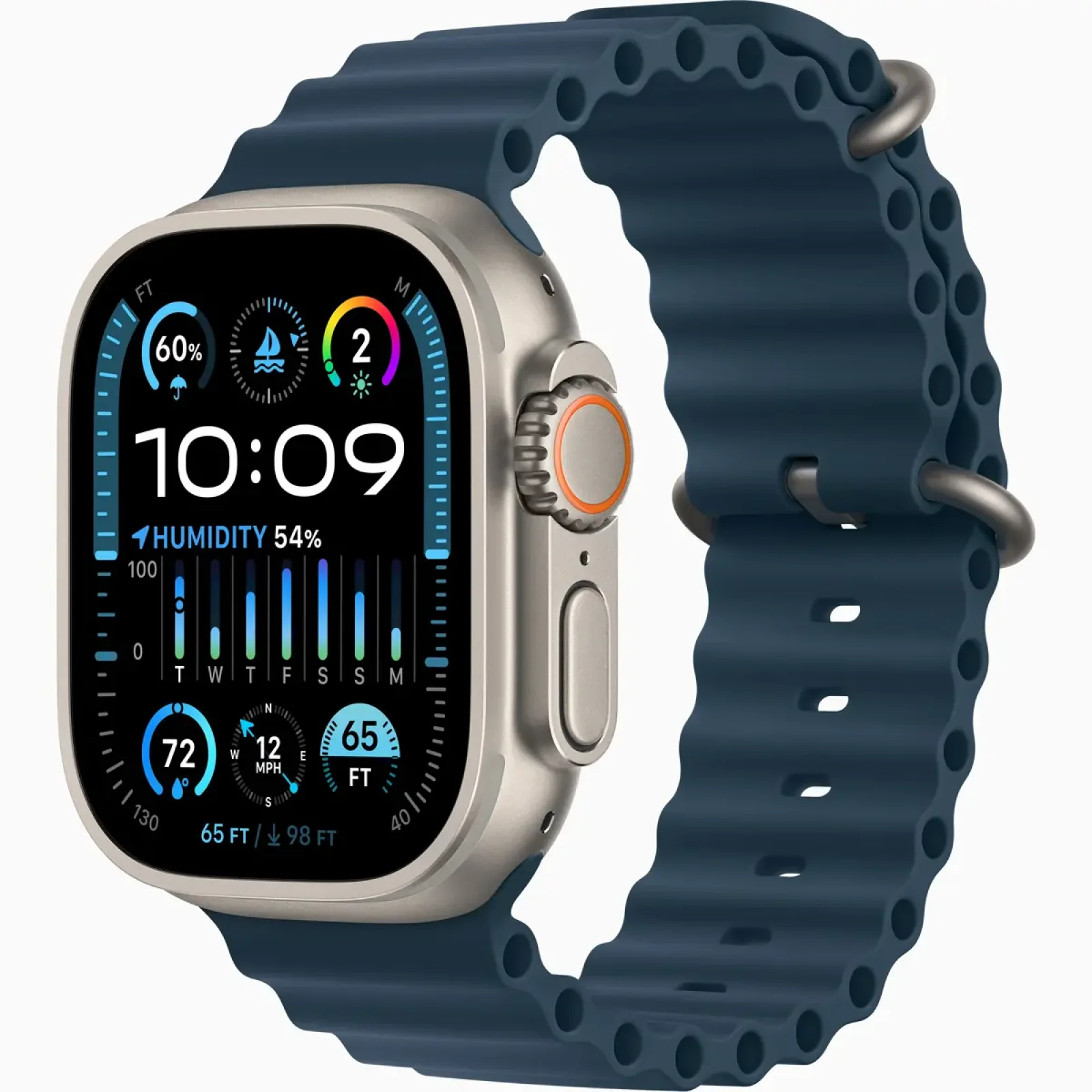Смарт-годинник Apple Watch Ultra 2 GPS + Cellular 49mm Titanium Case with Blue Ocean Band (MREG3)