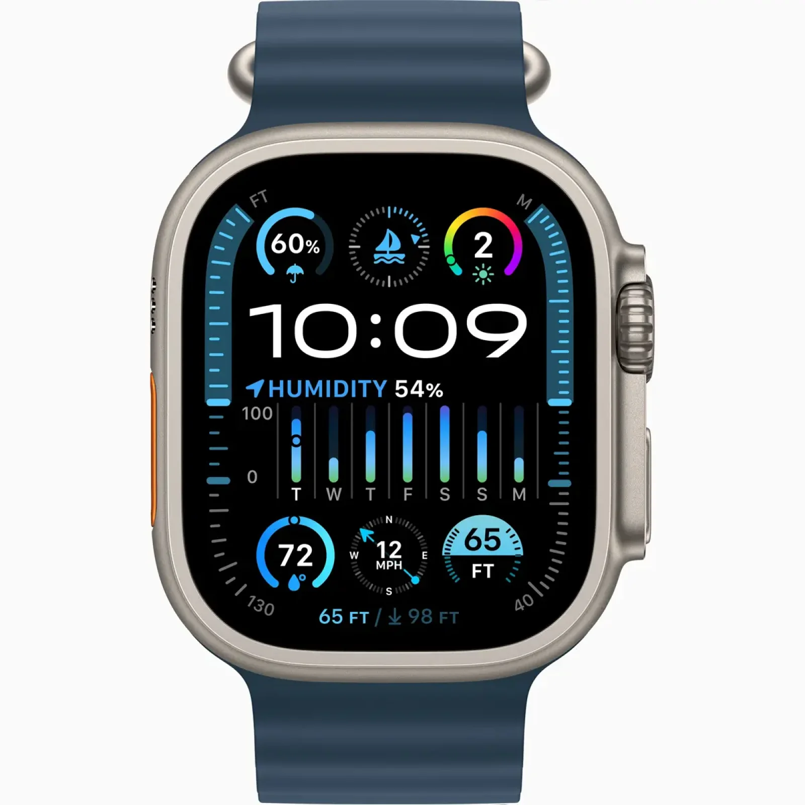 Смарт-годинник Apple Watch Ultra 2 GPS + Cellular 49mm Titanium Case with Blue Ocean Band (MREG3)
