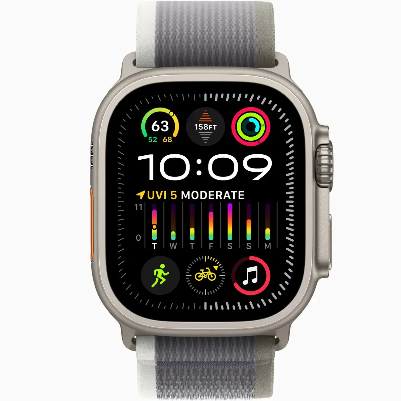 Смарт-годинник Apple Watch Ultra 2 GPS + Cellular 49mm Titanium Case with Green/Gray Trail Loop M/L (MRF43)