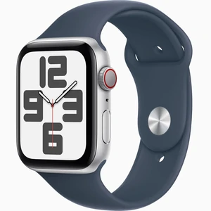 Смарт-годинник Apple Watch SE 2 GPS + Cellular 44mm Silver Aluminum Case with Storm Blue Sport Band M/L (MRHJ3, MRHH3)