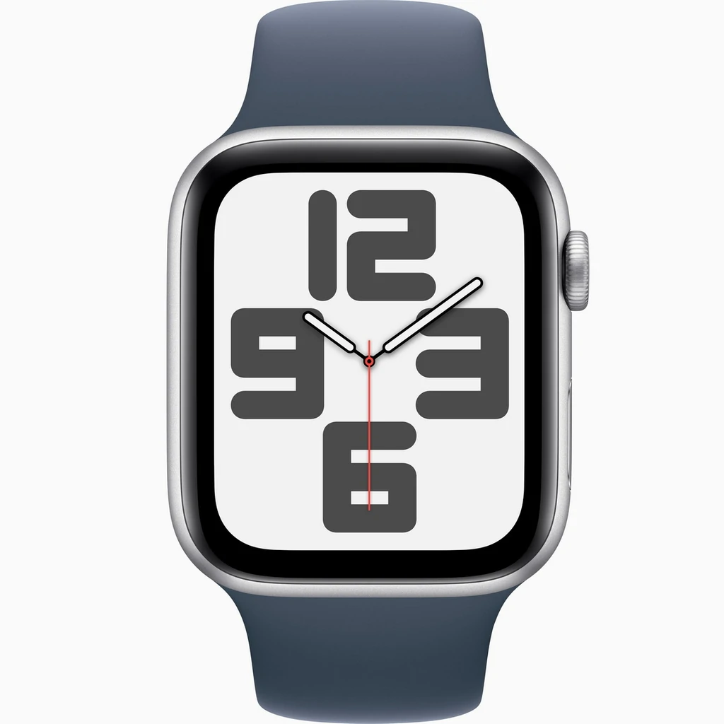 Смарт-годинник Apple Watch SE 2 GPS + Cellular 44mm Silver Aluminum Case with Storm Blue Sport Band M/L (MRHJ3, MRHH3)