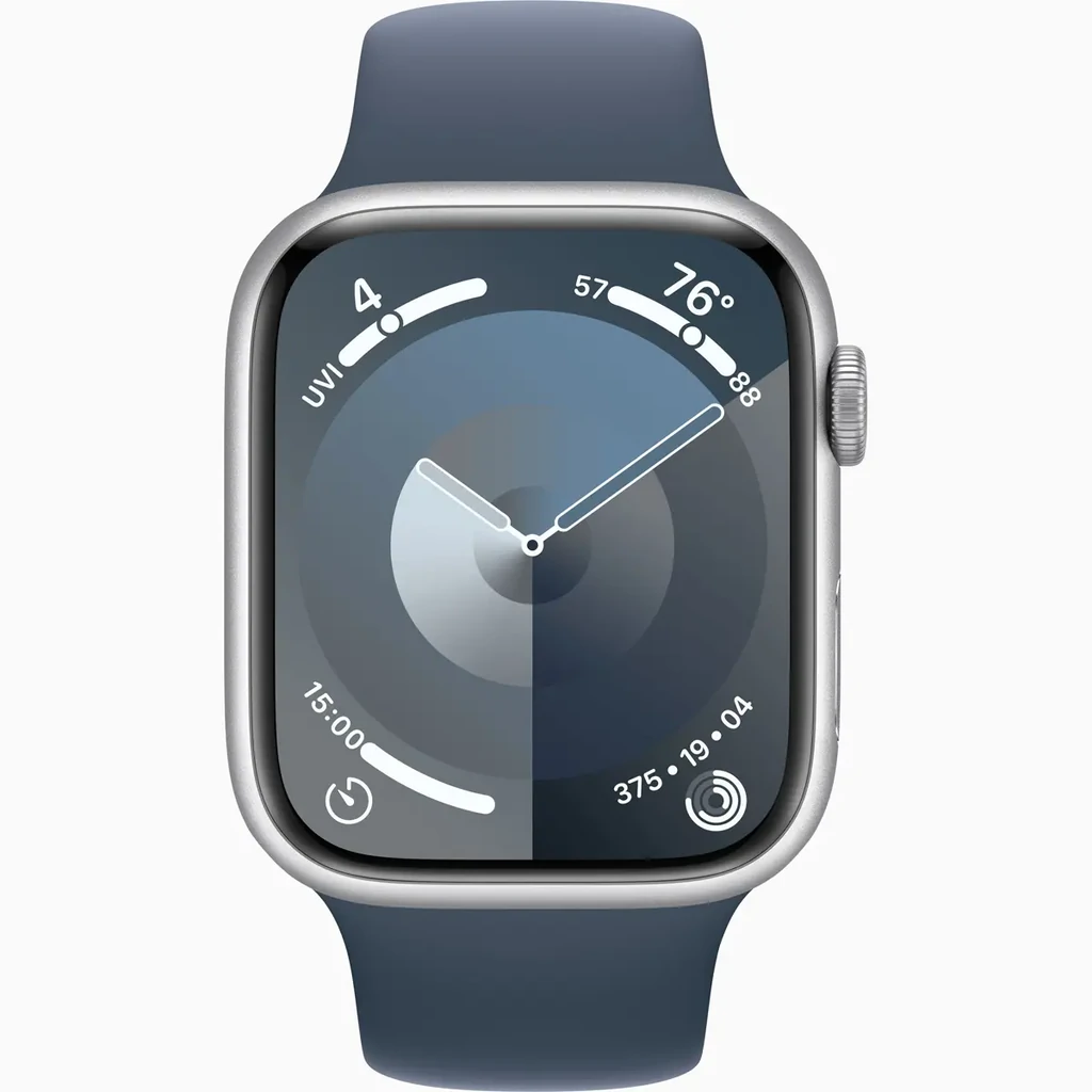 Смарт-годинник Apple Watch Series 9 GPS + Cellular 41mm Silver Aluminum Case with Storm Blue Sport Band M/L (MRHW3)
