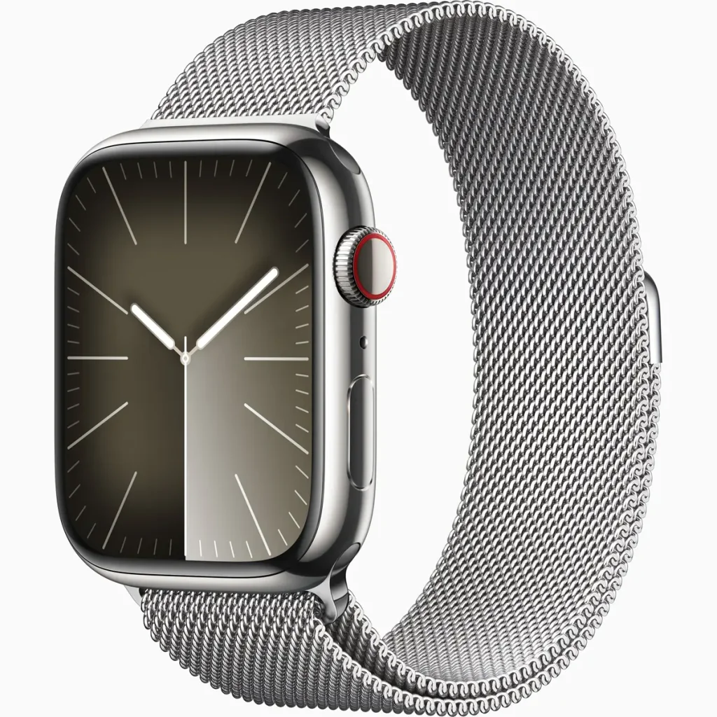 Смарт-годинник Apple Watch Series 9 GPS + Cellular 41mm Silver Stainless Steel Case with Silver Milanese Loop (MRJ43)
