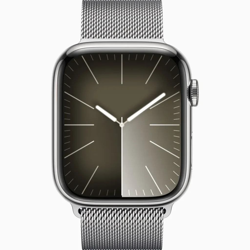 Смарт-годинник Apple Watch Series 9 GPS + Cellular 41mm Silver Stainless Steel Case with Silver Milanese Loop (MRJ43)