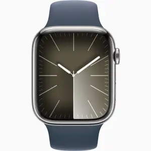 Смарт-годинник Apple Watch Series 9 GPS + Cellular 45mm Silver Stainless Steel Case with Storm Blue Sport Band M/L (MRMP3)