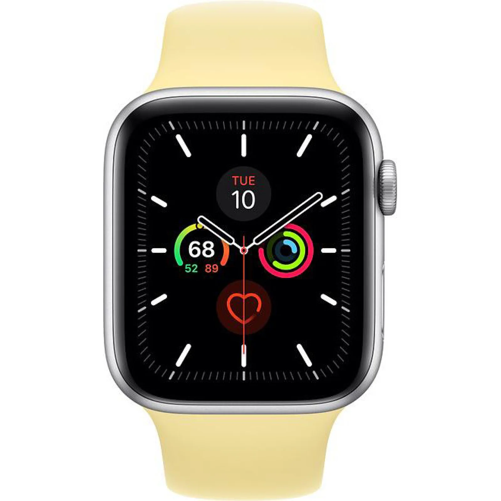 Apple Watch Series 5 GPS 44mm Silver Aluminum Case with Lemon Cream Sport Band (MWT32)