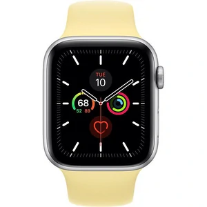 Apple Watch Series 5 GPS 44mm Silver Aluminum Case with Lemon Cream Sport Band (MWT32)