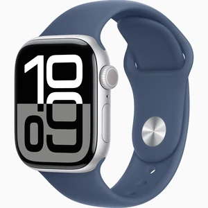 Смарт-годинник Apple Watch Series 10 GPS + Cellular 42mm Silver Aluminum Case with Denim Sport Band S/M (MWX33)