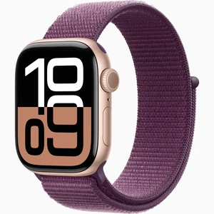Смарт-часы Apple Watch Series 10 GPS 42mm Rose Gold Aluminum Case with Plum Sport Loop (MWWK3)