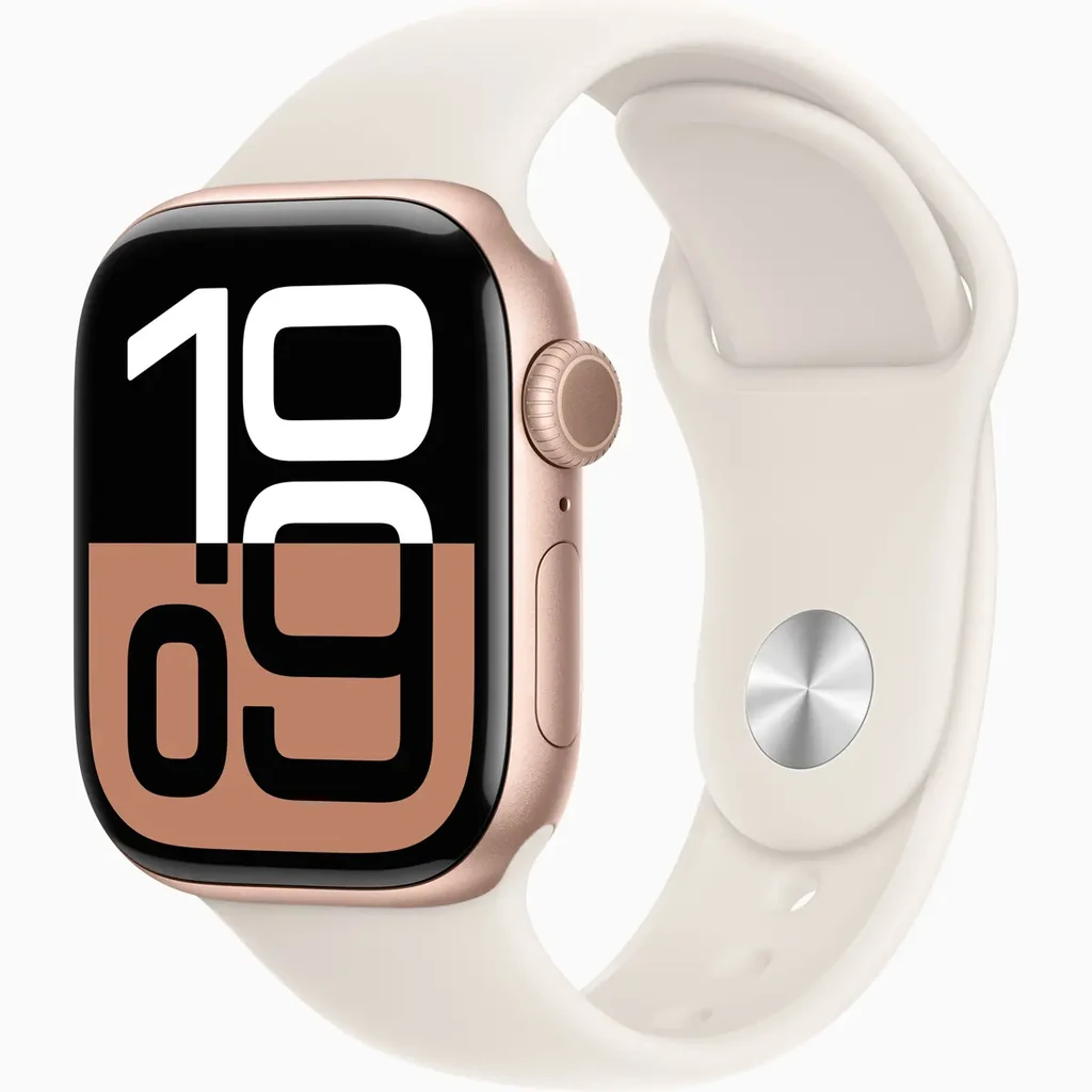 Смарт-часы Apple Watch Series 10 GPS 46mm Rose Gold Aluminum Case with Starlight Sport Band S/M (MWX23, MXM63)