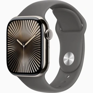 Смарт-годинник Apple Watch Series 10 GPS + Cellular 42mm Natural Titanium Case with Stone Grey Sport Band S/M (MWXD3)