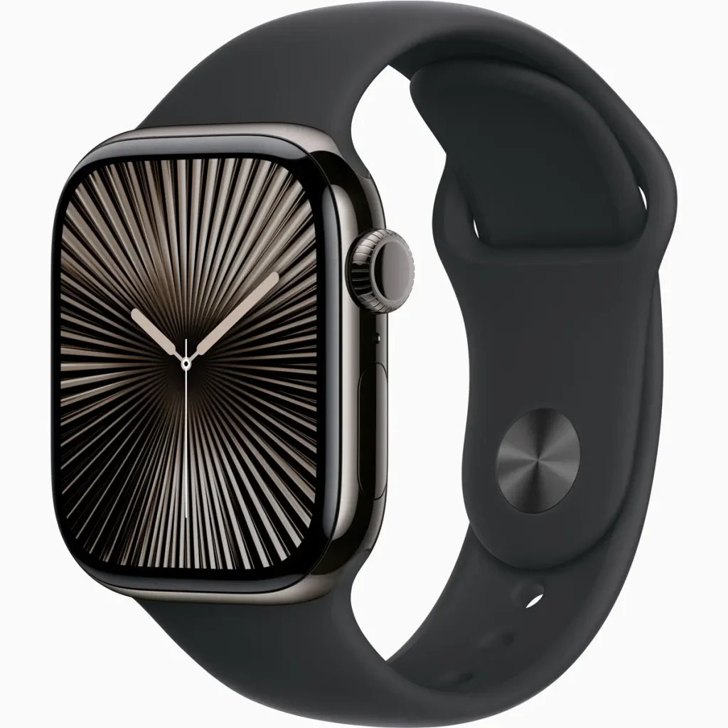 Смарт-годинник Apple Watch Series 10 GPS + Cellular 42mm Slate Titanium Case with Black Sport Band M/L (MWXH3)