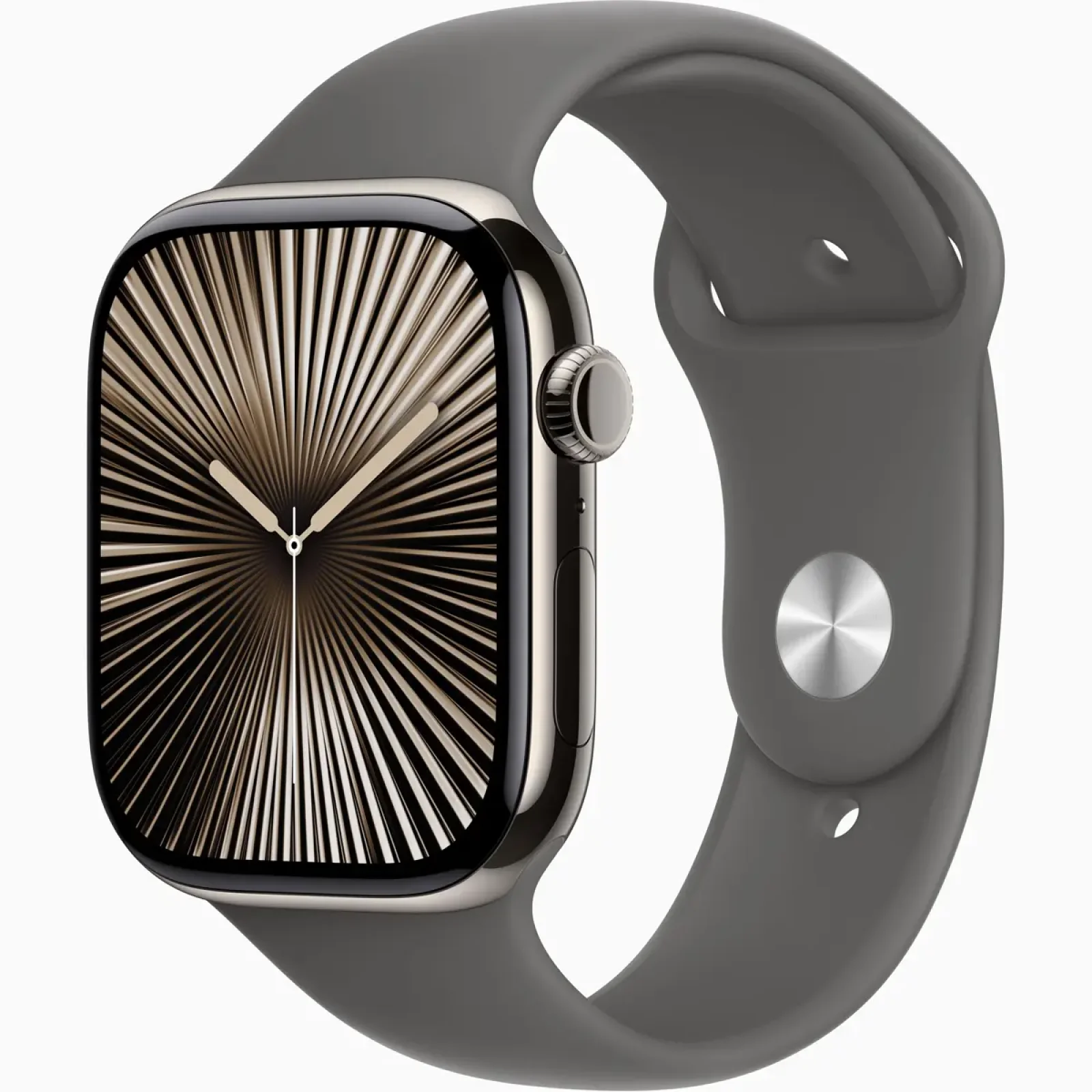 Смарт-годинник Apple Watch Series 10 GPS + Cellular 46mm Natural Titanium Case with Stone Grey Sport Band M/L (MWYA3)