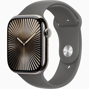 Смарт-часы Apple Watch Series 10 GPS + Cellular 46mm Natural Titanium Case with Stone Grey Sport Band M/L (MWYA3)