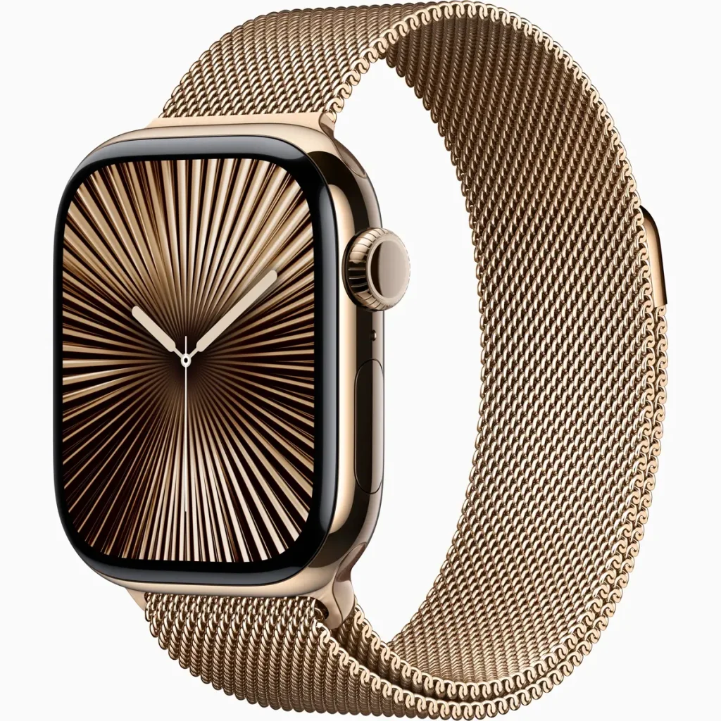 Смарт-годинник Apple Watch Series 10 GPS + Cellular 46mm Gold Titanium Case with Gold Milanese Loop S/M (MC7T4)
