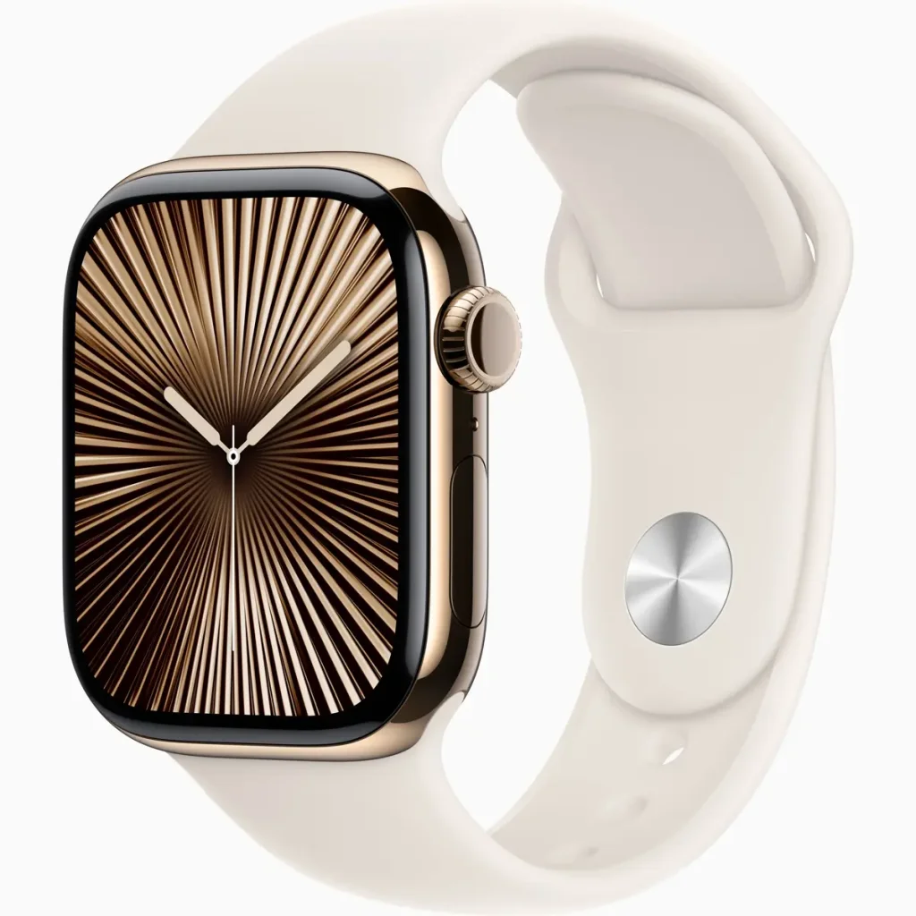 Смарт-годинник Apple Watch Series 10 GPS + Cellular 42mm Gold Titanium Case with Starlight Sport Band S/M (MX063)