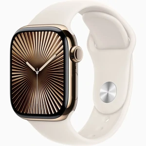Смарт-годинник Apple Watch Series 10 GPS + Cellular 42mm Gold Titanium Case with Starlight Sport Band S/M (MX063)