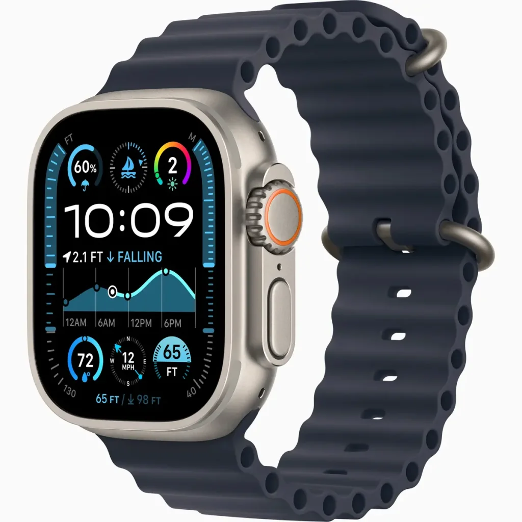 Ремінець Apple Ocean Band Navy with Natural Titanium Finish для Apple Watch 44mm, 45mm, 46mm, 49mm (MXTH3)