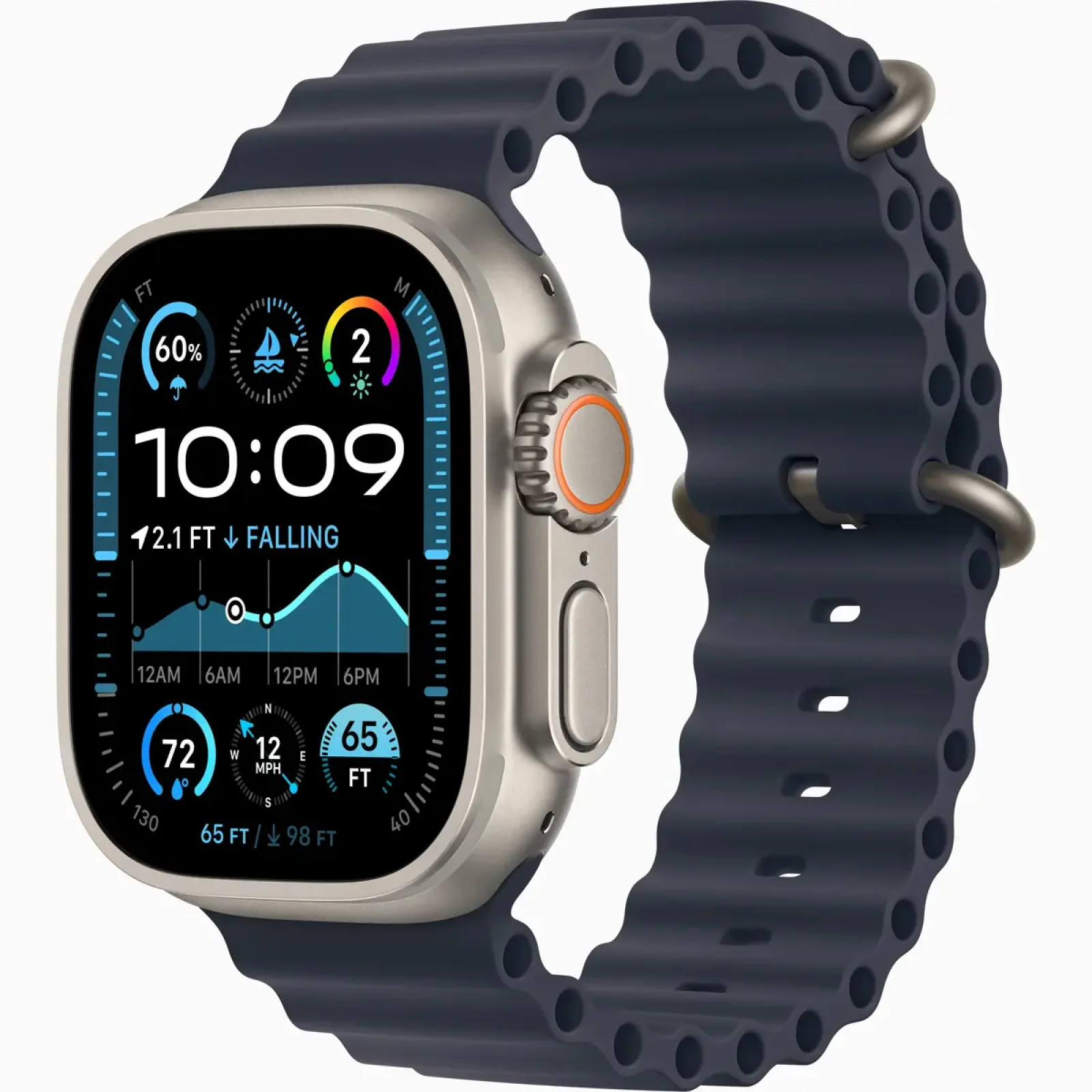 Смарт-годинник Apple Watch Ultra 2 GPS + Cellular 49mm Natural Titanium Case with Navy Ocean Band (MX4D3)
