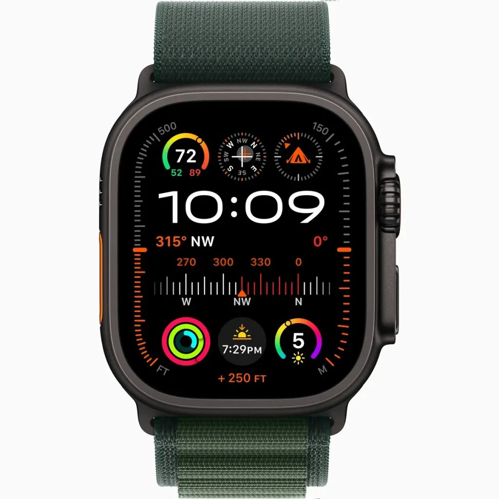 Смарт-часы Apple Watch Ultra 2 GPS + Cellular 49mm Black Titanium Case with Dark Green Alpine Loop Small (MX4Q3)