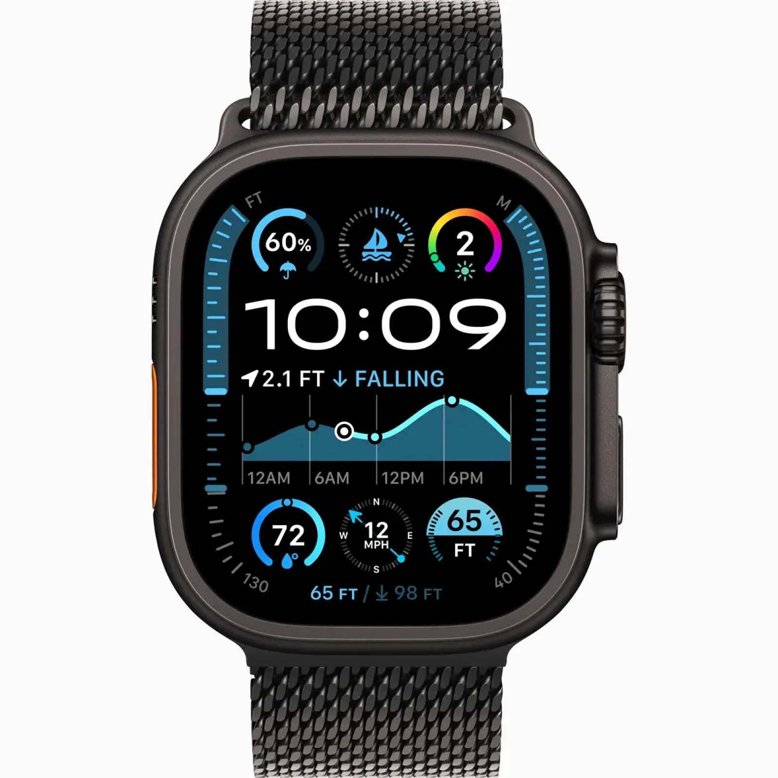 Смарт-часы Apple Watch Ultra 2 GPS + Cellular 49mm Black Titanium Case with Black Titanium Milanese Loop M (MX5U3)