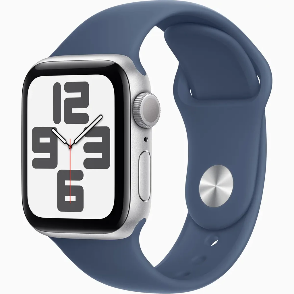 Смарт-часы Apple Watch SE 2 GPS 44mm Silver Aluminum Case with Denim Sport Band S/M (MXEQ3)