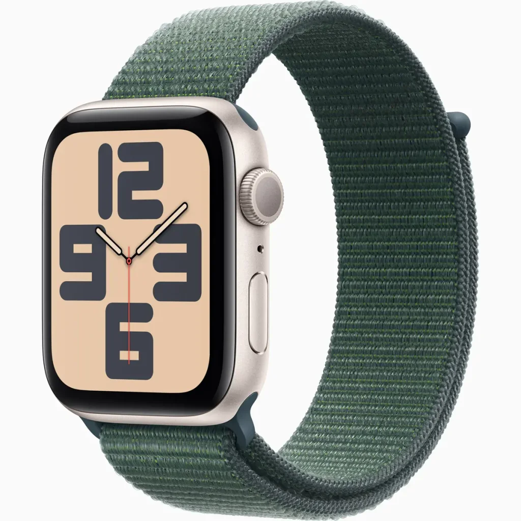 Смарт-часы Apple Watch SE 2 GPS 44mm Starlight Aluminum Case with Lake Green Sport Loop (MXEW3)