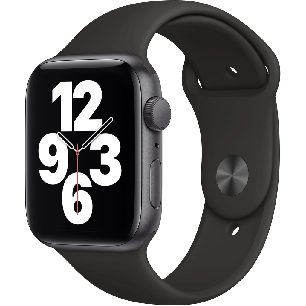 Apple Watch SE GPS 44mm Space Gray Aluminum Case with Black Sport Band (MYDT2)