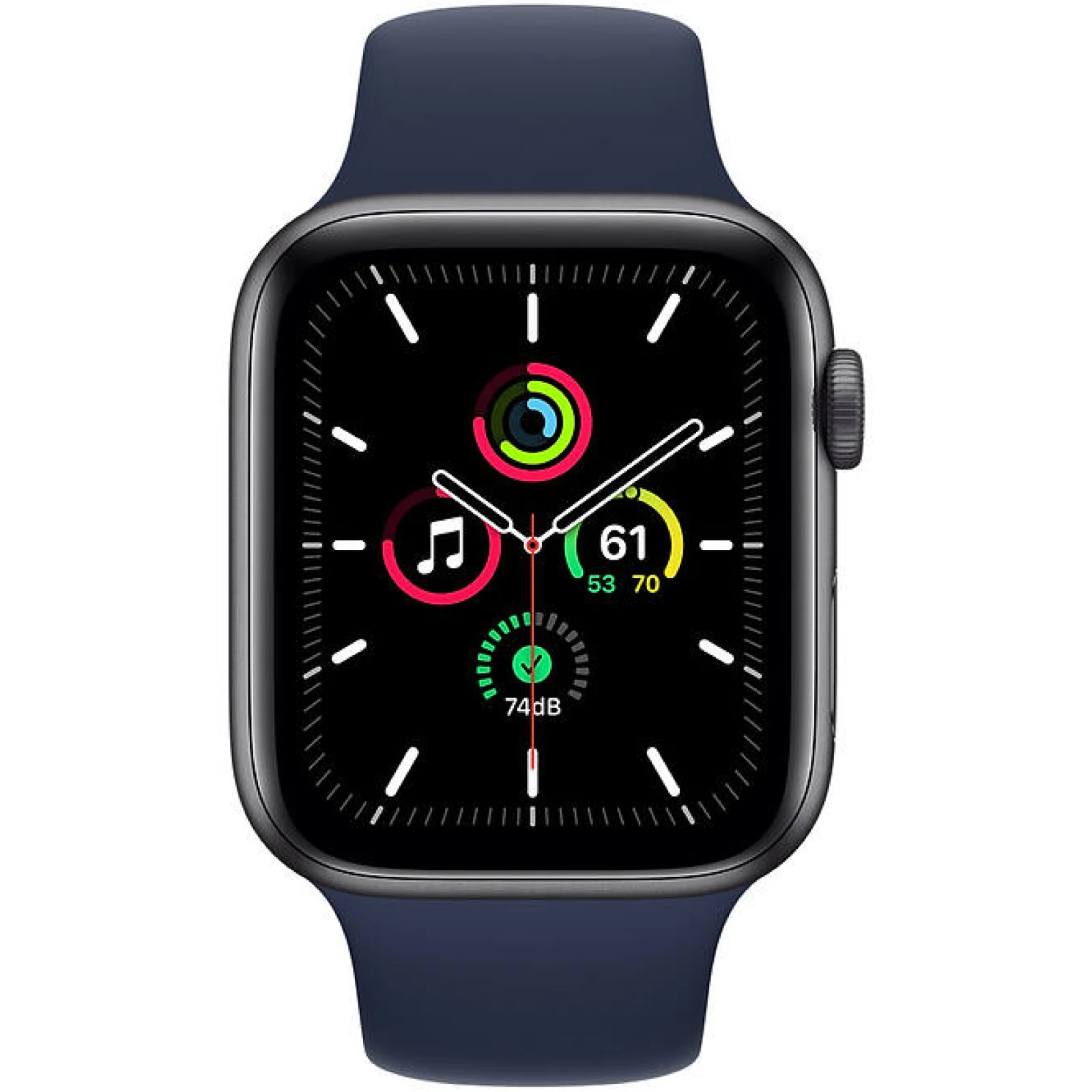 Apple Watch SE GPS 44mm Space Gray Aluminum Case with Deep Navy Sport Band (MYE32)