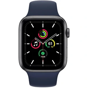 Apple Watch SE GPS 44mm Space Gray Aluminum Case with Deep Navy Sport Band MYE32 (MYE32LL/A)