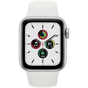 Apple Watch SE GPS + Cellular 44mm Silver Aluminum Case with White Sport Band (MYEM2, MYEV2)