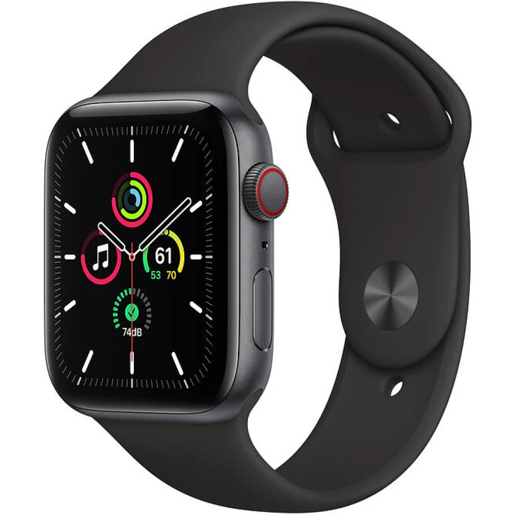 Apple Watch SE GPS + Cellular 40mm Space Gray Aluminum Case with Black Sport Band (MYED2, MYEK2)