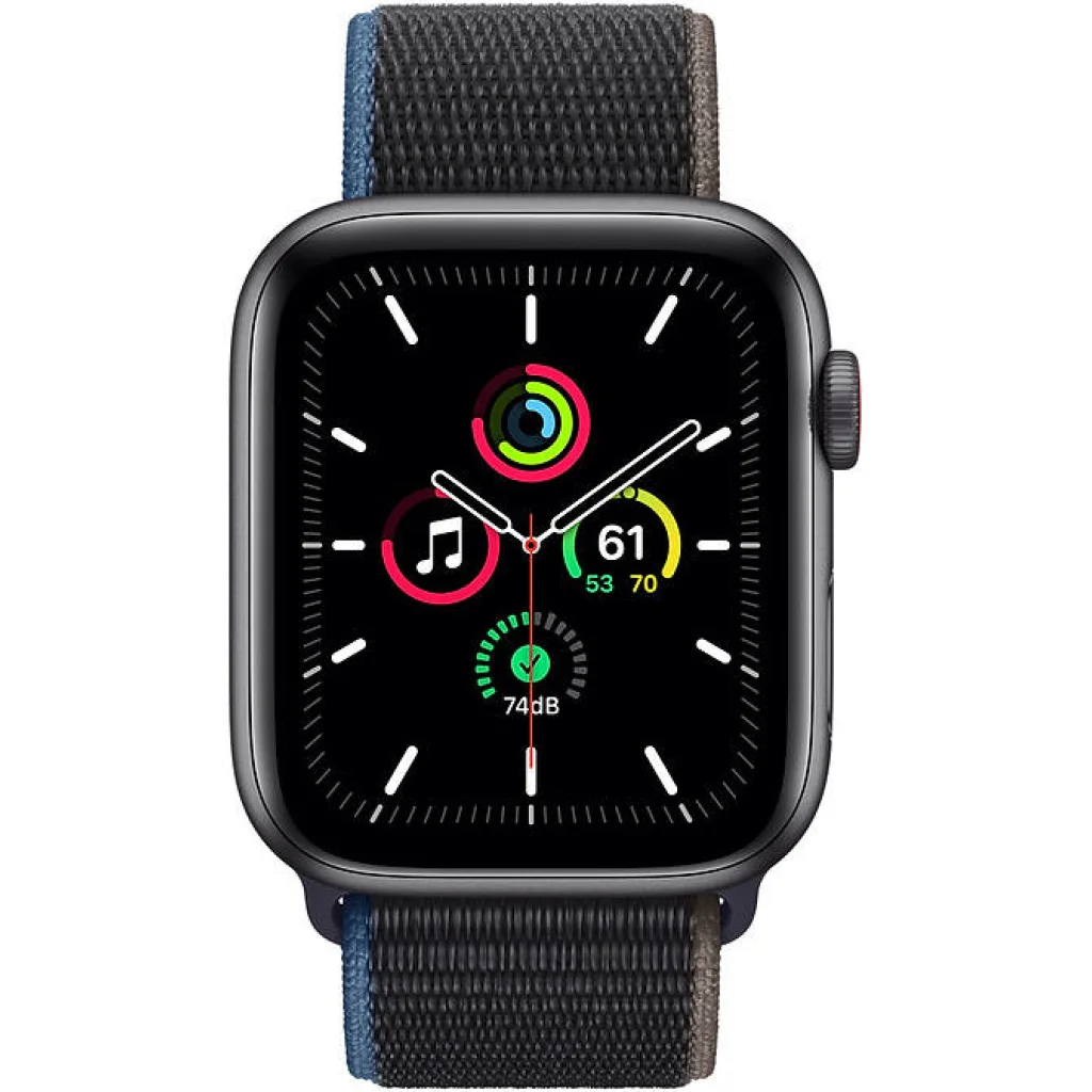 Apple Watch SE GPS + Cellular 44mm Space Gray Aluminum Case with Charcoal Sport Loop (MYEU2, MYF12)