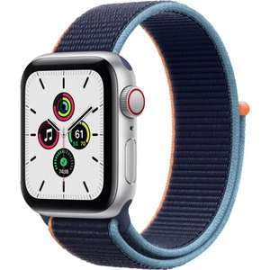 Смарт-годинник Apple Watch SE GPS + Cellular 44mm Silver Aluminum Case with Deep Navy Sport Loop (MYEN2, MYEW2)