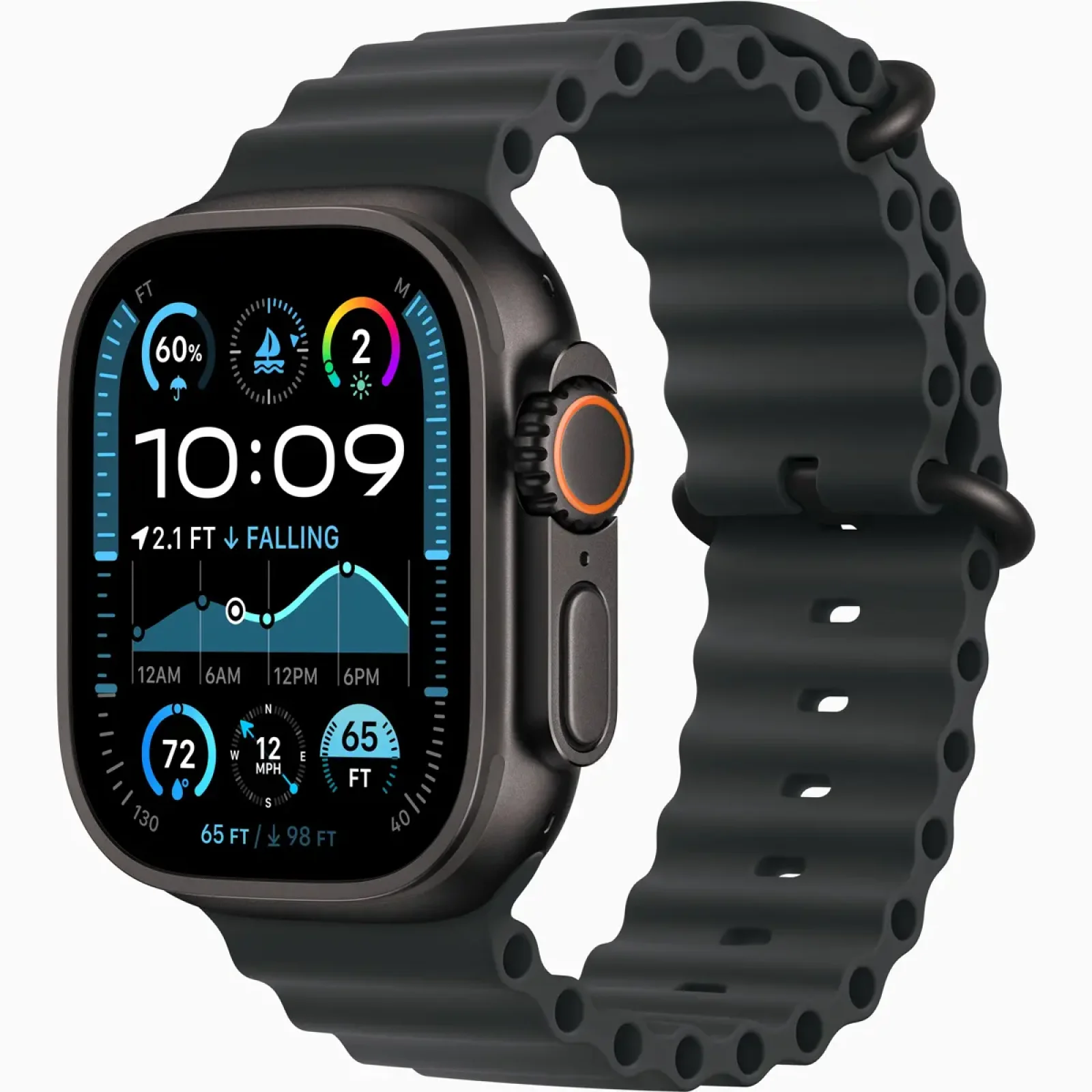 Ремешок Apple Ocean Band Black with Black Titanium Finish для Apple Watch 44mm, 45mm, 46mm, 49mm (MYPD3)