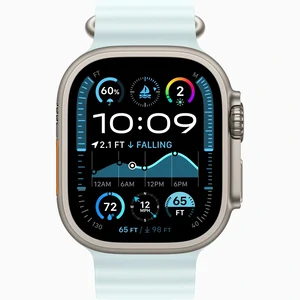 Смарт-годинник Apple Watch Ultra 2 GPS + Cellular 49mm Natural Titanium Case with Ice Blue Ocean Band (MYT03, MXTF3)