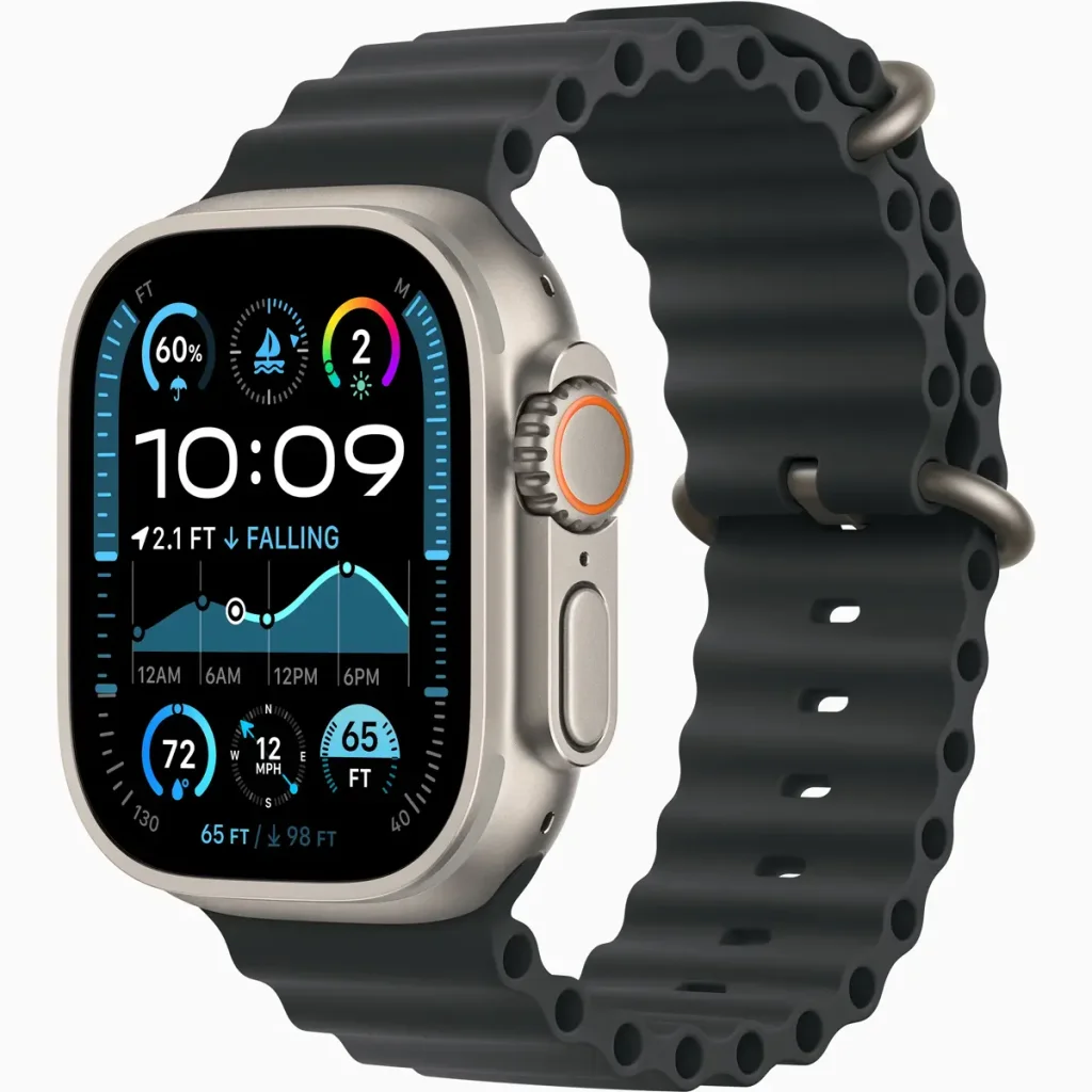 Ремешок Apple Ocean Band Black with Natural Titanium Finish для Apple Watch 44mm, 45mm, 46mm, 49mm (MXTL3)