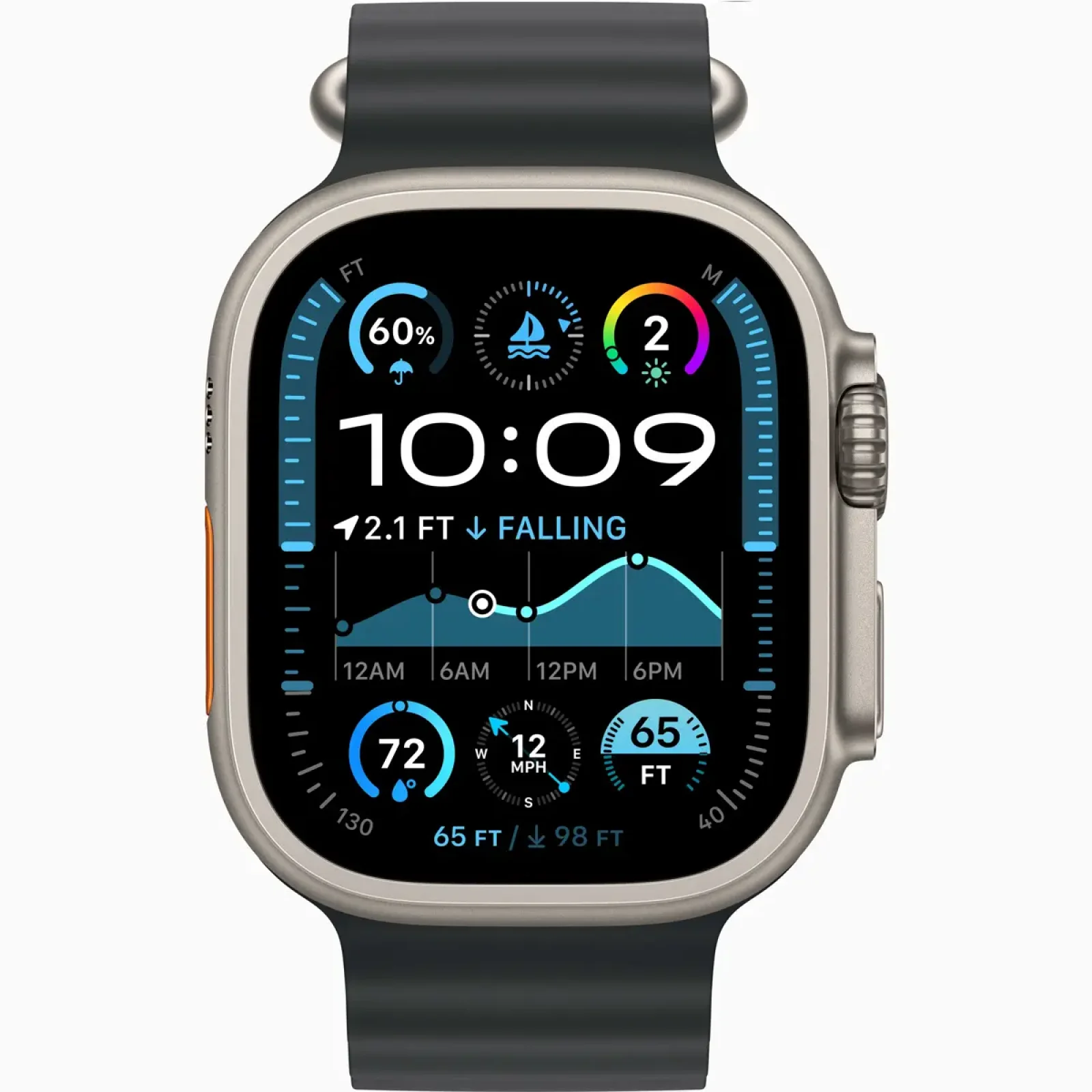 Смарт-годинник Apple Watch Ultra 2 GPS + Cellular 49mm Natural Titanium Case with Black Ocean Band (MYT03, MXTL3)