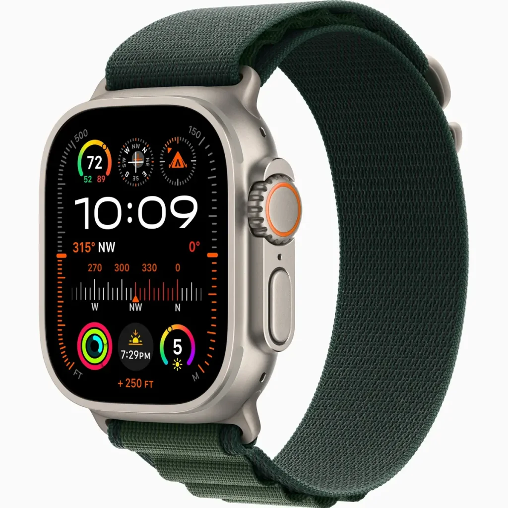 Ремешок Apple Dark Green Alpine Loop Small with Natural Titanium Finish для Apple Watch 44mm, 45mm, 46mm, 49mm (MXMU3)