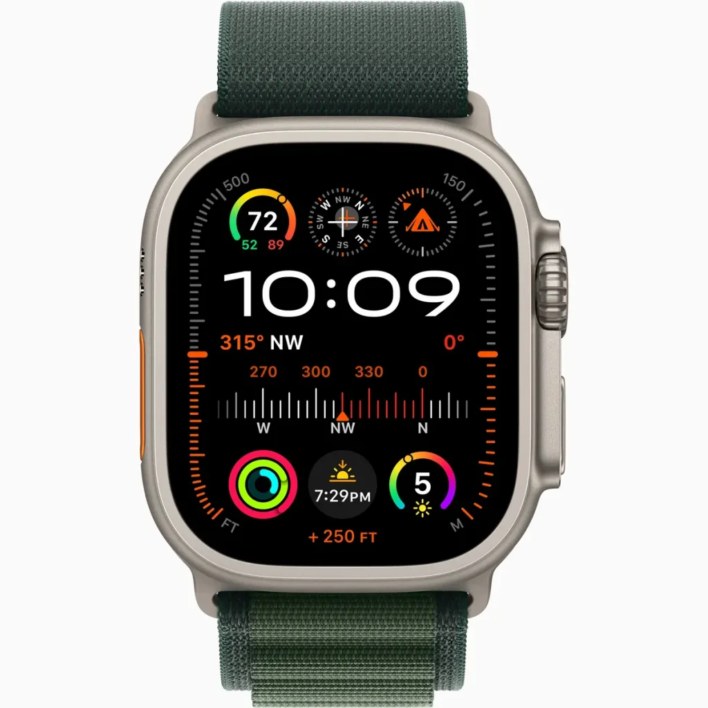 Смарт-годинник Apple Watch Ultra 2 GPS + Cellular 49mm Natural Titanium Case with Dark Green Alpine Loop Large (MYT33, MXMW)