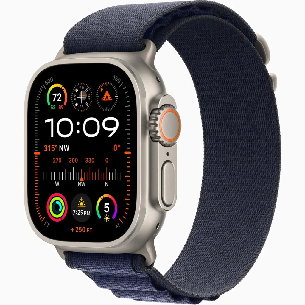 Ремінець Apple Navy Alpine Loop Medium with Natural Titanium Finish для Apple Watch 44mm, 45mm, 46mm, 49mm (MXMY3)
