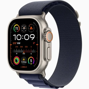 Ремінець Apple Navy Alpine Loop Medium with Natural Titanium Finish для Apple Watch 44mm, 45mm, 46mm, 49mm (MXMY3)