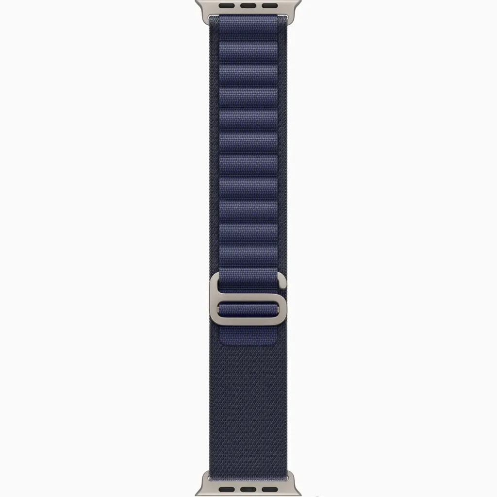 Ремінець Apple Navy Alpine Loop Medium with Natural Titanium Finish для Apple Watch 44mm, 45mm, 46mm, 49mm (MXMY3)