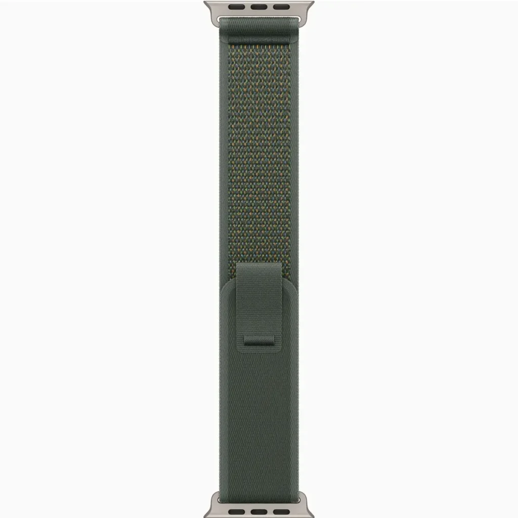 Ремешок Apple Green/Natural Titanium Finish Trail Loop M/L для Apple Watch 44mm, 45mm, 49mm (MXTP3)