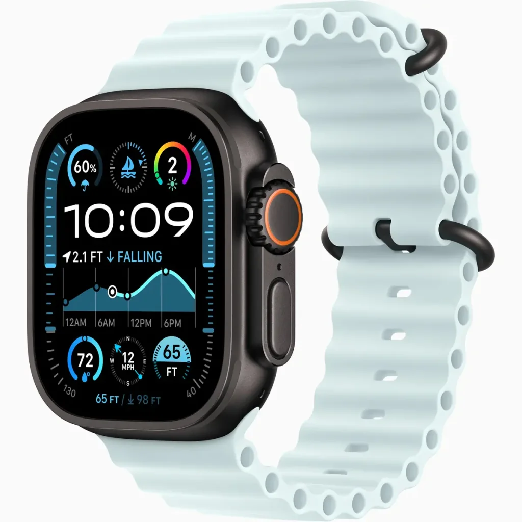 Ремінець Apple Ocean Band Ice Blue with Black Titanium Finish для Apple Watch 44mm, 45mm, 46mm, 49mm (MYP83)