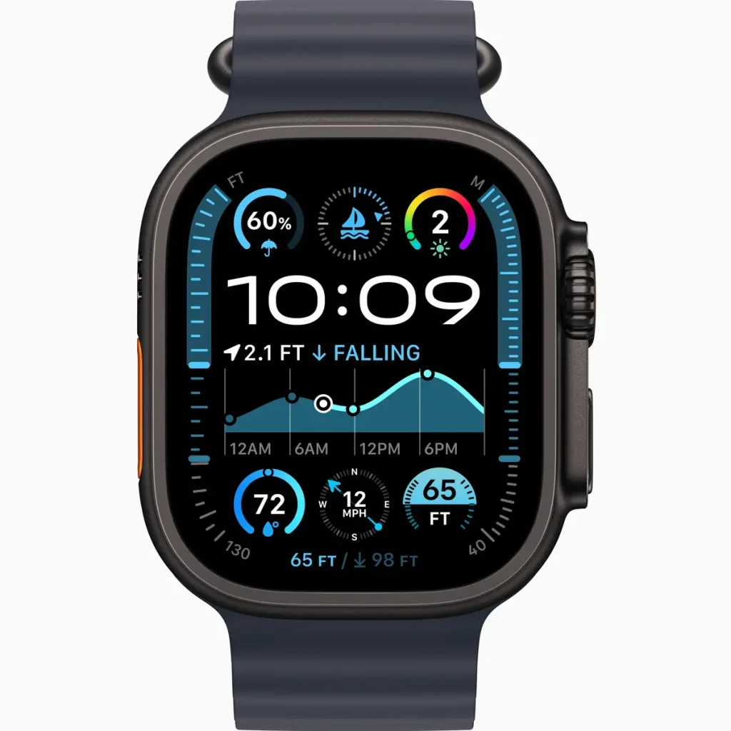 Смарт-годинник Apple Watch Ultra 2 GPS + Cellular 49mm Black Titanium Case with Navy Ocean Band (MYTC3, MYPA3)