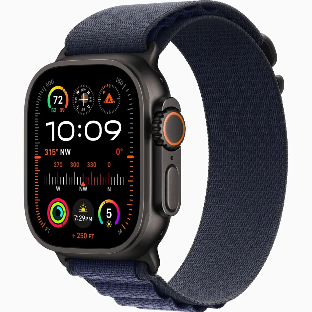 Ремінець Apple Navy Alpine Loop Medium with Black Titanium Finish для Apple Watch 44mm, 45mm, 46mm, 49mm (MYPX3)