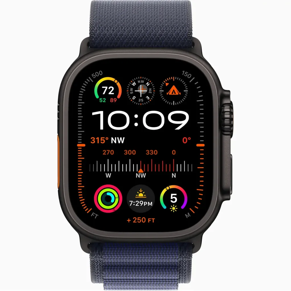Смарт-годинник Apple Watch Ultra 2 GPS + Cellular 49mm Black Titanium Case with Navy Alpine Loop Small (MYTF3, MYPW3)