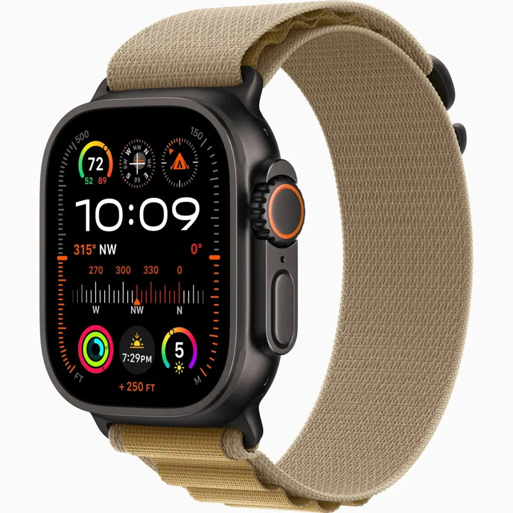 Смарт-годинник Apple Watch Ultra 2 GPS + Cellular 49mm Black Titanium Case with Tan Alpine Loop Small (MYTF3, MYQ03)